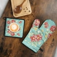 thumbnail image 5 of Oven Mitts and Pot Holders Sets 2Pcs, 100% Cotton Heat Resistant, Pioneer Pink Peel Extra Long Oven Gloves Potholder for Kitchen Cooking Baking Decoration, 5 of 7