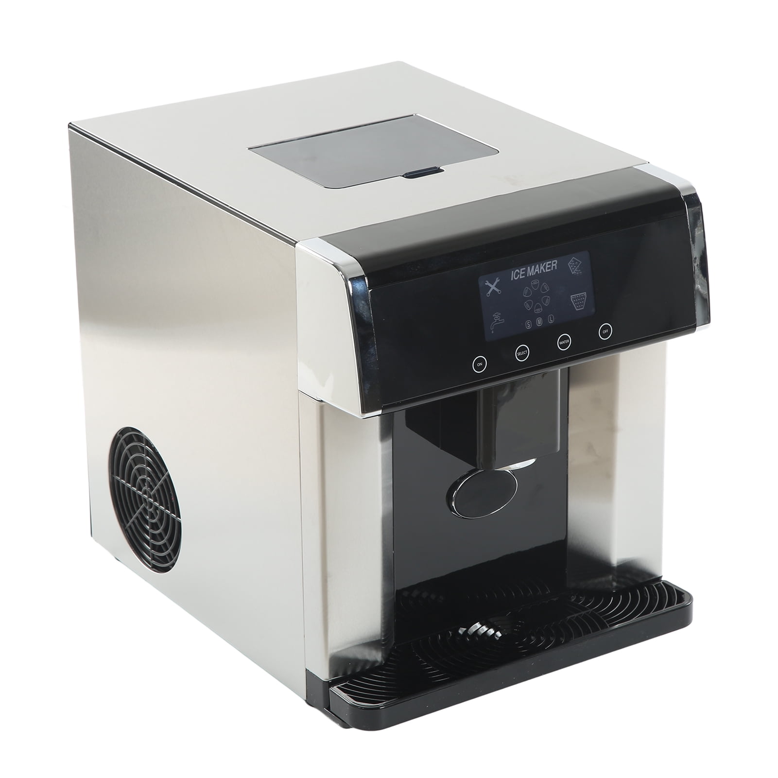Ice Maker Machine, 2 Water Inlet Methods ABS Stainless Steel Ice Maker Water Dispenser 2 In 1 Quick Ice Release Automatic Induction  For Office