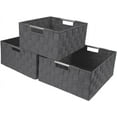 thumbnail image 6 of Sorbus Storage Box Woven Basket Bin Container Tote Cube Organizer Set Stackable Storage Basket Woven Strap Shelf Organizer Built-In Carry Handles (Woven Basket Set - 3 Piece, Gray), 6 of 7