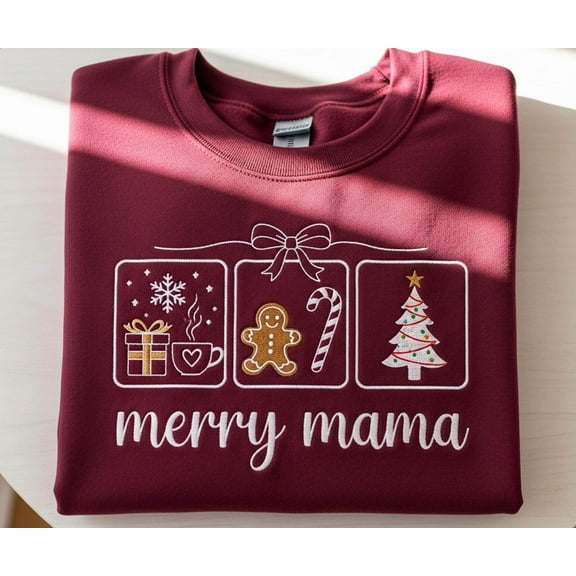 Merry Mama Christmas Embroidered Shirt