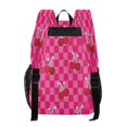 thumbnail image 3 of Large Clear PVC Backpack Heavy Duty See Through Backpack for Adults Work Travel, Checker Cherry Printed 12L, 3 of 8