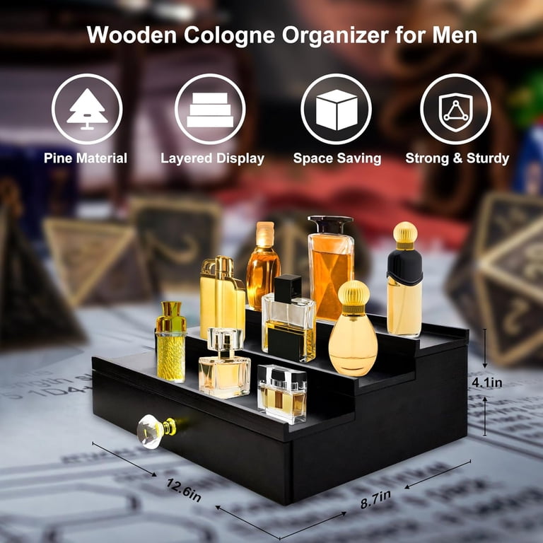 Men's Cologne Holder, 3 Tier Organizer, Fragrance Storage Display