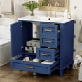thumbnail image 2 of Bellemave 30" Bathroom Vanity with Sink, Cabinet with Sink Combo Set with Top, Bathroom Storage Cabinet with 3 Drawers and 1 Soft Closing Door, 30 Inch Vanity with Sink for Bathroom（Blue）, 2 of 9