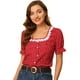 thumbnail image 1 of Blusa Estampada Corazón Amor Allegra K Manga Volantes Cuello Cuadrado Rojo S, 1 of 6