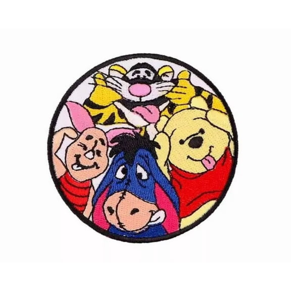 Winnie The Pooh Group Iron On Patch 3 Inches Wide