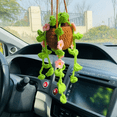 thumbnail image 6 of LICHENGTAI Cute Car Crochet Hanging Plant Knitted Plant Car Mirror Hanger Car Interior Rear View Mirror Hanging Accessories Decoration Ornament Type 4, 6 of 10