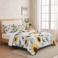 thumbnail image 5 of King Quilt Set 96''x106'', Sunflower Lightweight Summer Bedspread Coverlet Set with 2 Pillow Shams, Spring Floral Vintage Summer Botanical Breathable All Season Quilt Bedding for Bedroom/Guest Room, 5 of 9