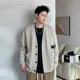 thumbnail image 4 of Suéteres de punto para hombre Cárdigan negro con cuello en V Ropa para hombre Icon Y2k Vintage Nuevo en elegantes jerseys de manga larga 100% urbanos Pedido, 4 of 5