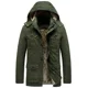 thumbnail image 3 of Abrigo militar de carga para hombre, chaqueta gruesa y cálida para hombre, parka de invierno, chaqueta acolchada de algodón informal, sudaderas con capucha de piel con múltiples bolsillos para hombre,, 3 of 5