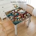 thumbnail image 2 of nygtbtfer Round Fitted Tablecloth Elastic Edged Table Cover,Summer Marine Shell Wipeable Table Cloths for Kitchen Dining Party Tables, Pearl Blue White, 2 of 7