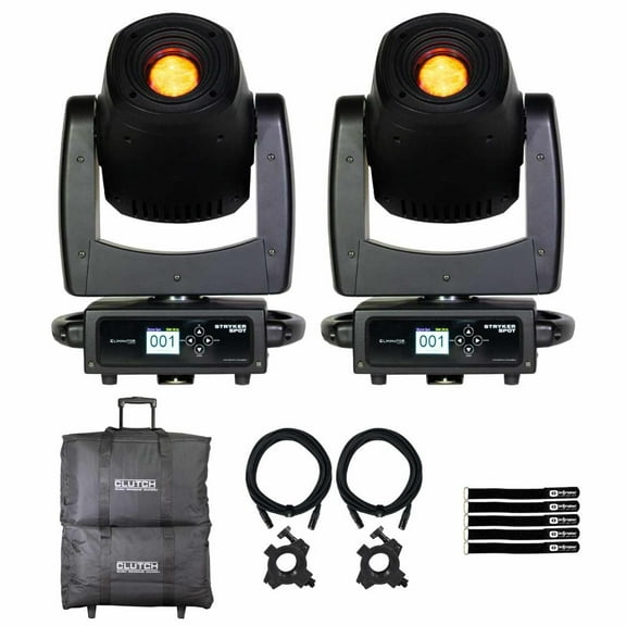 Eliminator Lighting STRYKER SPOT 150W High Power Cool White LED Moving Head Spot Luminaire 2-Pack with Bags Package