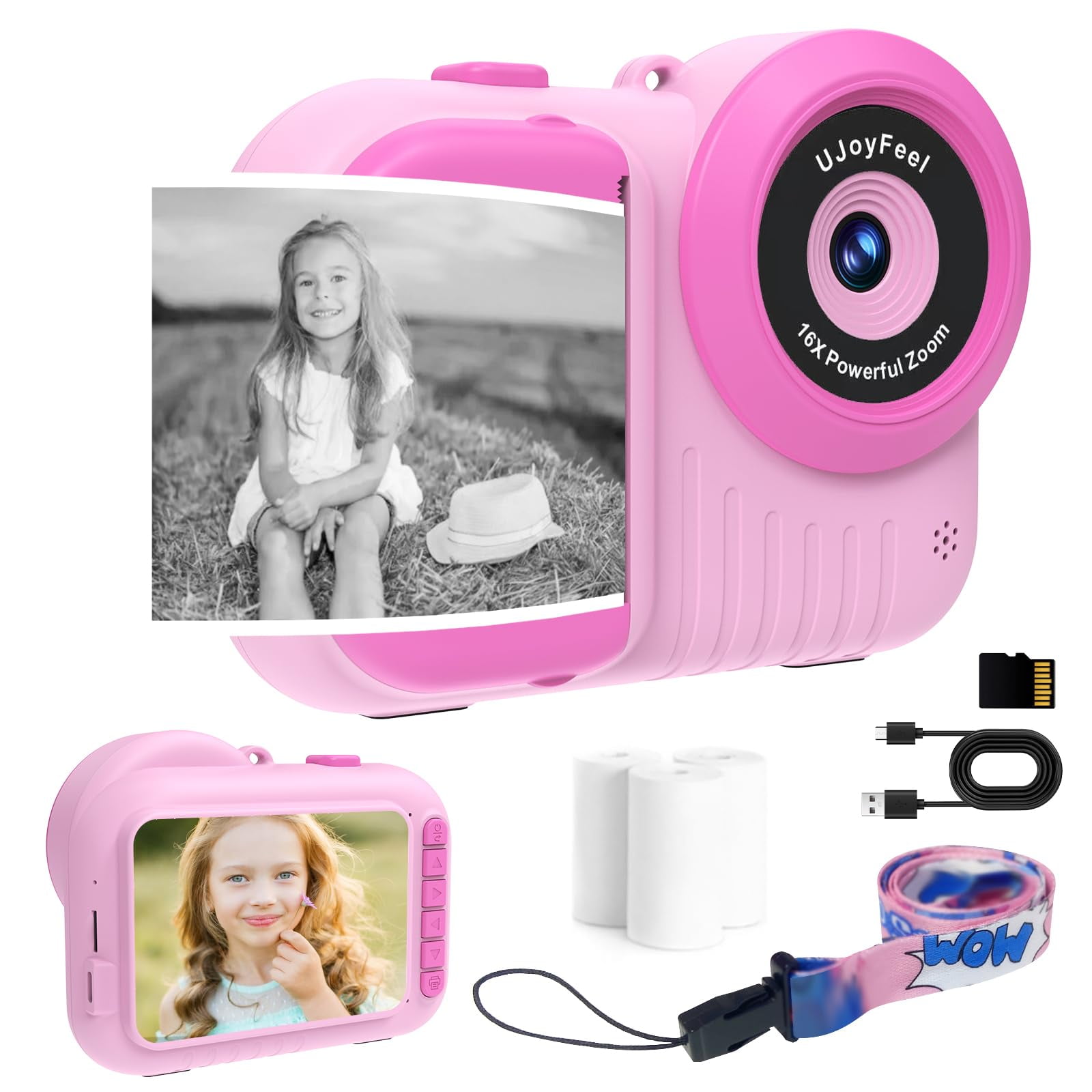 Appareil Photo Compact,Appareil Numérique Photo Et Vidéo Instantané Pour Enfant, 1080P HD, Avec
