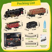 UQN Electric Train Set Toy, Alloy Toddler Model Train Set with Smokes, Lights & Sound, Christmas Train Set with Steam Locomotive Engine, Educational Gift Toy Train for Boys Girls Age 2 3 4 5 6 Kids