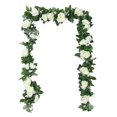 thumbnail image 1 of 2pcs Rose Rattan Garland Set Artificial Fake Rose Rattan Rayon Flower Wedding Arch Decoration White, 1 of 5