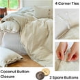 thumbnail image 3 of Simple&Opulence 100% Belgian Flax Linen Duvet Cover Queen Size -3 Pieces - Natural Flax French Country Bedding Set - Breathable Farmhouse Comforter Cover with Coconut Button Closure - Linen, 3 of 8