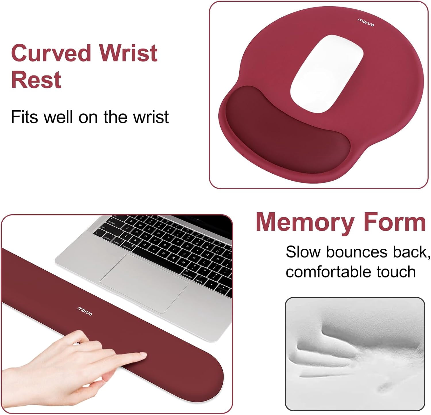 MOSISO Ergonomic Keyboard Wrist Rest & Mouse Pad Set, Non-Slip Wrist Support with Soft Cloth & Silicone Base for Home & Office