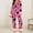 #Hot Pink, variant on FUNUONY Valentines Pajamas for Women Cute Bow Heart Print Button Soft Sleepwear Outfit,Feather Trim Satin Y2K Lounge Sets Long Sleeve Button Down Shirts and Pants 2 Piece Pj Lounge Set