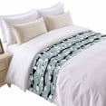 thumbnail image 2 of Bed Runner Scarf for King Size Bed, Christmas Snowman Beds Scarf Throws for Foot of Bedding, Xmas Snowflakes Winter Stripe Blue Decorative Beds Runners for Bedroom Guestroom, 94"x20", 2 of 8