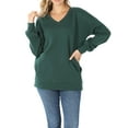 thumbnail image 6 of A2Y Women's Relaxed Fit Quality Long Sleeve V-Neck Side Pocket Sweatshirt Huntergreen XL, 6 of 7