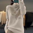 thumbnail image 4 of Aueoeo Long Sweaters For Women, Pullover Sweaters For Women Solid Color Rhinestone Half High Neck Knitted Base Sweater Sweater Sweater Weather, 4 of 4