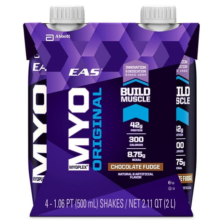 Eas Myoplex Original Shake, 42 Grams of Protein, Chocolate Fudge, 16 Oz, 4 Ct