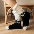 thumbnail image 4 of Lovskoo Mid-Calf Fuzzy Fluffy Socks for Women Girl Christmas Printing Socks Fuzzy Slipper Socks Winter Warm Sleeping Non-Slip Plush Comfy Socks Black, 4 of 5