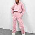 thumbnail image 2 of biudgviw Womens Sweatsuit Outfits Casual Long Sleeve Half Zipped Oversized Sweatshirt Fleece Warm Jogger Pants Sets, 2 of 6
