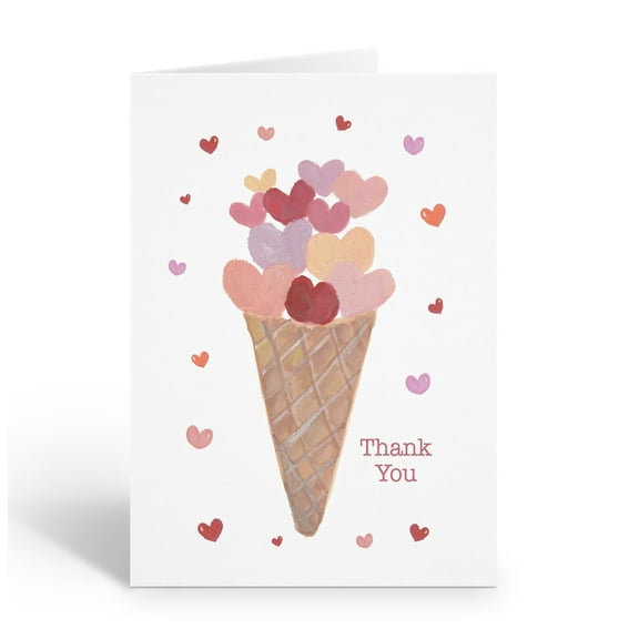 Stonehouse Collection | Thank You Ice Cream Heart Watercolor Note Card | 10-Pack
