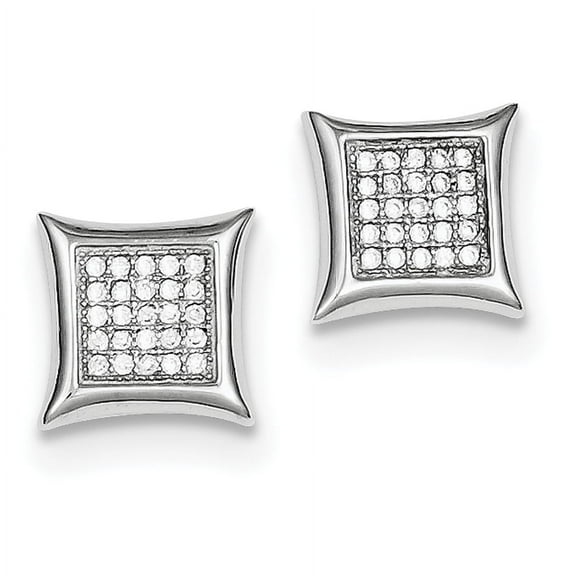 Primal Silver Sterling Silver Rhodium-plated Cubic Zirconia Pave Square Post Earrings