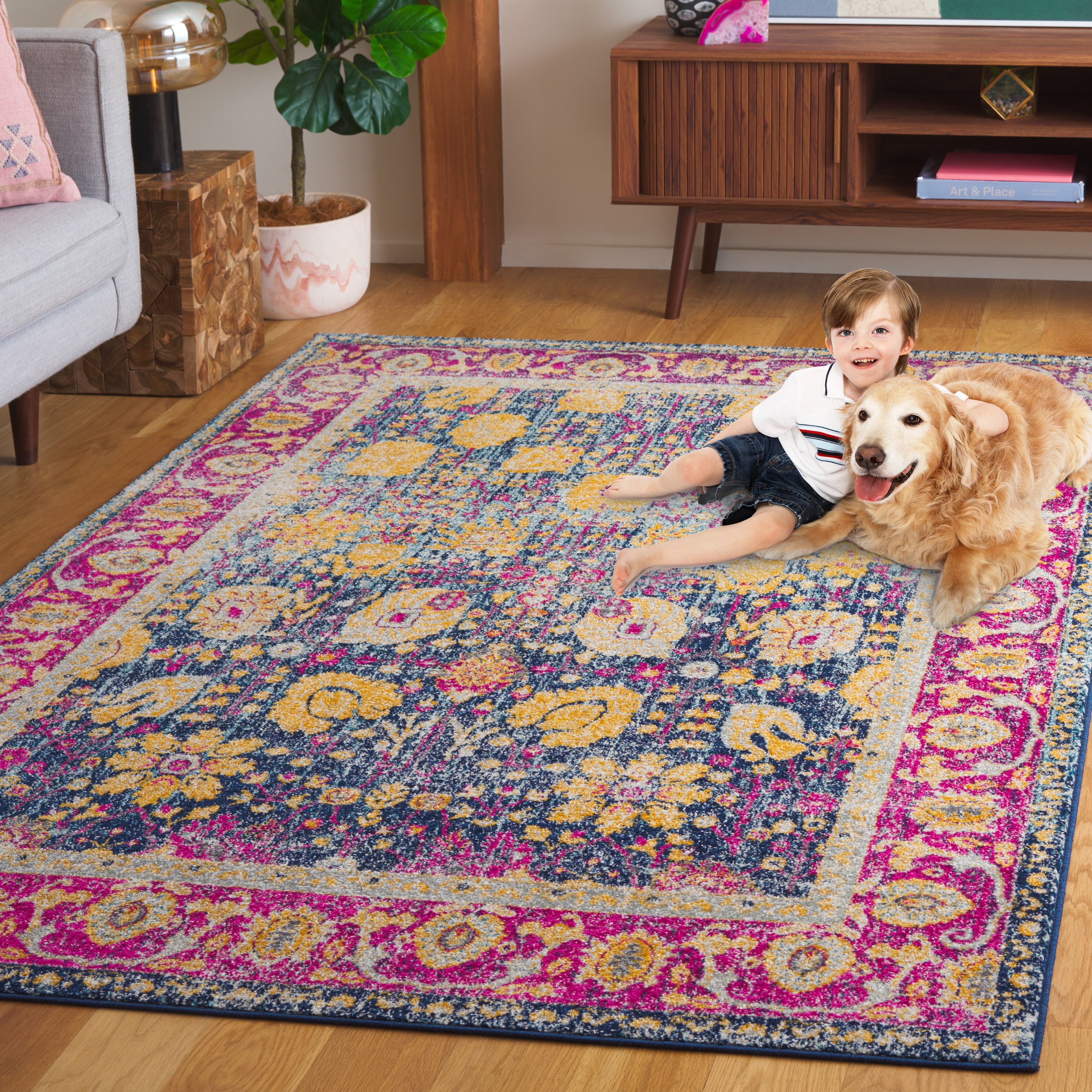 Safavieh Granada Blair Oriental Area Rug, Blue/Fuchsia, 5'1" x 7'6"