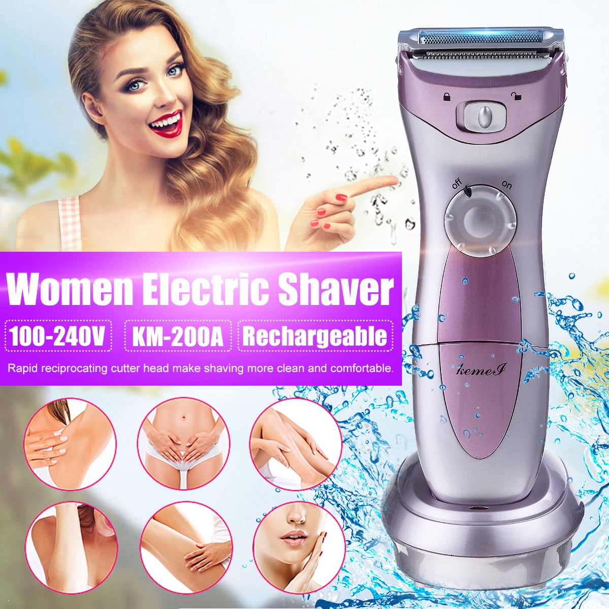 Women Cordless Shaving Machine ,Electric Shaver Lady Hair Bikini Legs Trimmer Set with Clean Brush Walmart Canada pic