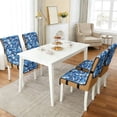 thumbnail image 2 of TSOVTHRID Dolphin Floral Blue Print Quilted Dining Chair Covers Stretch Armless Chair Slipcovers Non-Slip Stain Resistant Seat Cushion Covers for Home, Restaurant, Set of 2, 2 of 7
