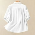 thumbnail image 7 of Women's Embroidered Tops Button down Short Sleeve Shirts Causal Summer Solid Color Blouses Floral Loose Soft Tees (XL, White), 7 of 7