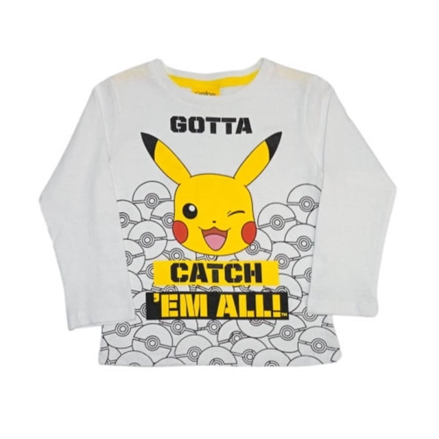 Playera Pokémon Talla 4 Manga Larga Personaje Pikachu Blanco