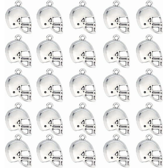 1 Box 70Pcs Helmet Charm Sports Charms Bulk Metal Alloy Ancient Silver Cute Rugby America USA Football Sports Hat Charm