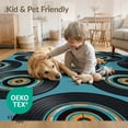 thumbnail image 4 of ODIKA 4'x6' Washable Area Rug Record Album Retro Y2k Disc Groove Round Cd Music Note Vinyl Playful Expressive for Bedroom, Reading Nook, Pet Friendly & Non-Shedding, 4 of 7