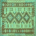 thumbnail image 1 of Ahgly Company Machine Washable Indoor Square Southwestern Turquoise Blue Country Area Rugs, 8' Square, 1 of 4