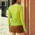 thumbnail image 4 of Fengactive Womens Lace Long Sleeve Boat Neck Tops Sheer Blouse See Through Shirt Mesh Top, 4 of 9