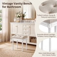 thumbnail image 5 of Dycanpo 16" Vintage Vanity Stool, Button Tufted Upholstered, Solid Wood Legs, Linen White, 5 of 8