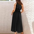 thumbnail image 6 of QUNYINEY Summer Dresses for Women 2025 Sleeveless Casual Solid A-Line Dress One Shoulder Cinched Waist Flowy Maxi Dresses, 6 of 6