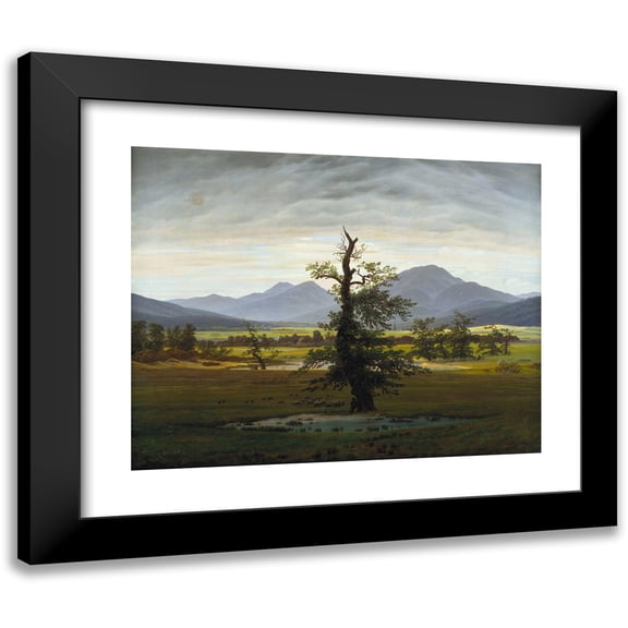Caspar David Friedrich 14x12 Black Modern Framed Museum Art Print Titled - Village Landscape in Morning Light (The Lone Tree) (1822)