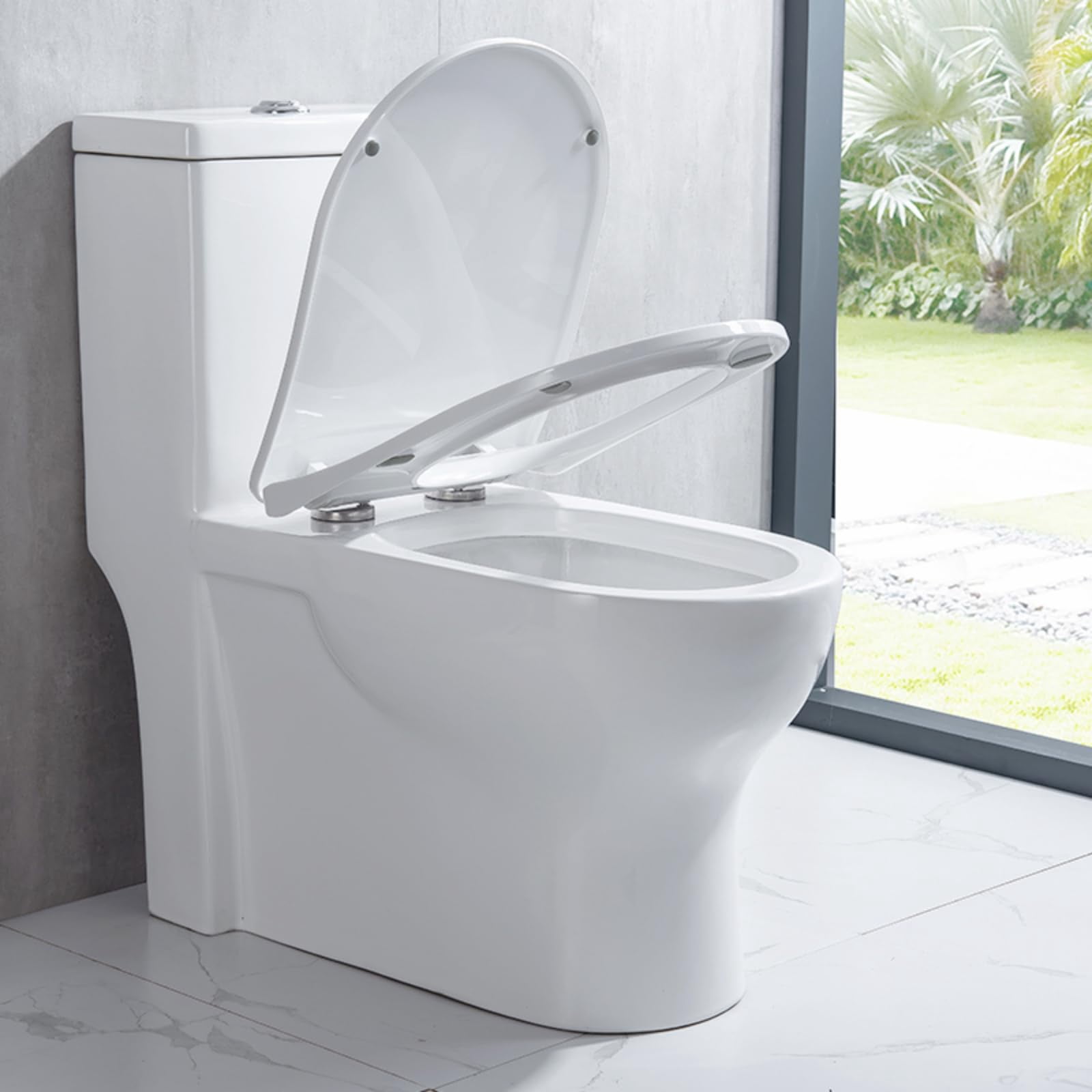 SADALAK D/U Shape Toilet Seat,Soft Close and Quick-Release for Easy Cleaning Toilet Seats Cover,Stable Hinge Design to prevent shifting -White Elongated Toilet Lid