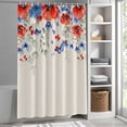 thumbnail image 6 of Blue Red Flowers Small Stall Shower Curtain, Waterproof Shower Curtains for Bathroom, Elegant Spring Floral Butterfly Rustic Washable Fabric Bath Curtain for Bathtub with Hooks 36x72 Inches, 6 of 9