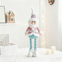 Christmas Doll Decorations, Santa Claus and Snowman Plush Doll with Glitter for Window Display, Stretchable Legs for Shelf Mantle Decor(A)