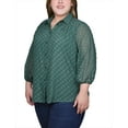 thumbnail image 2 of Plus Size 3/4 Sleeve Foiled Jacquard Chiffon Blouse, 2 of 3
