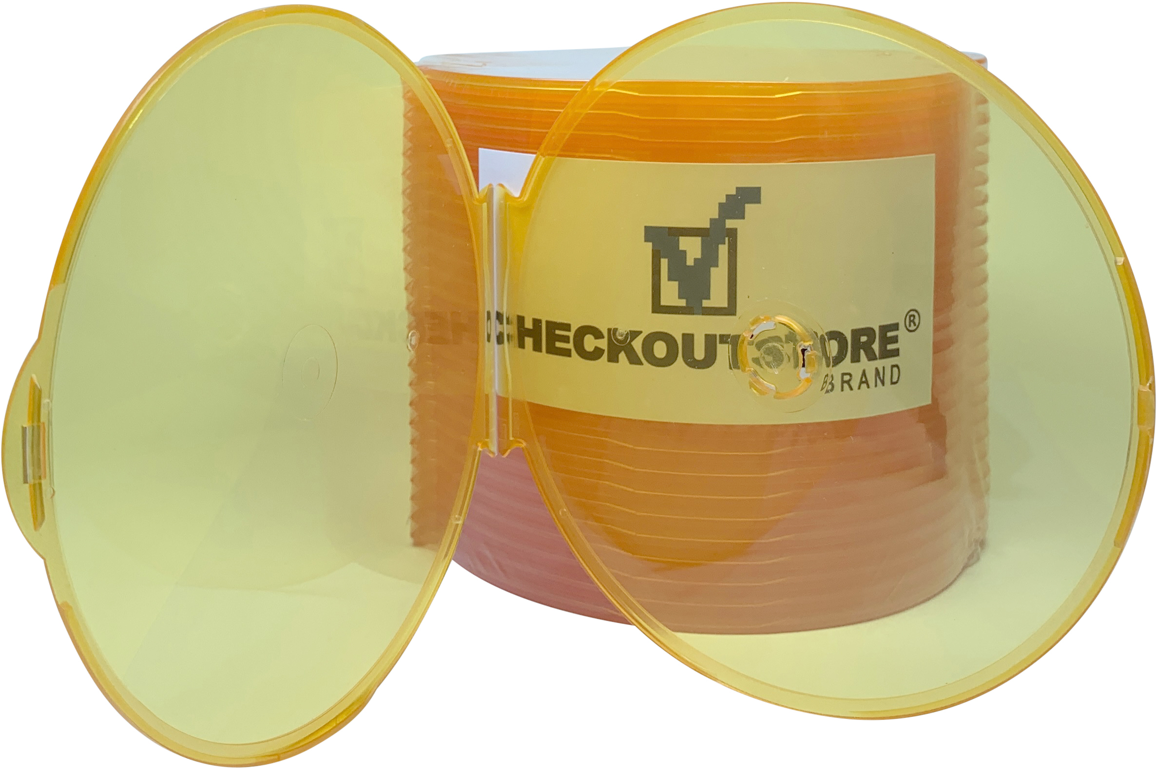 (25) CheckOutStore Clear Compact Slim Round ClamShell CD/DVD Case with