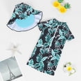thumbnail image 2 of CAICJ98 Toddler Baby Boy Rash Guard Swimsuit Print Zipper Short Sleeve One Piece Bathing Suit with Swim Cap (Dark Green,18-24 Months), 2 of 4