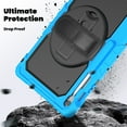 thumbnail image 3 of 3 Layer Case for Samsung Galaxy Tab S10 FE Plus 13.1" 2025, for Kids Heavy Duty Protective Case with Screen Protector & Stylus Holder & 360 Rotating Stand Hand/Shoulder Strap, Lightblue, 3 of 8