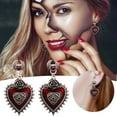 thumbnail image 2 of BNNG Christmas Halloween Gothic Style Dark Heart Drop Earrings Earrings Playful Halloween Earrings Ghostly Pumpkin Patch Earrings Pumpkin Dangle Earrings For Halloween, 2 of 7