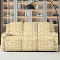 thumbnail image 2 of ZIATUBLES Daisy Recliner Cover for 3 Cushion Reclining Sofa, Stretch Yellow Checkered Recliner Couch Covers with Storage Pockets Set of 8, Soft Washable Furniture Protector for Pets, 2 of 9